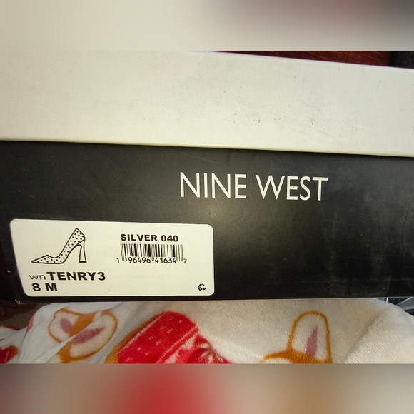 Nine West Metallic Silver Studded Pointed Pumps - Picture 6 of 6